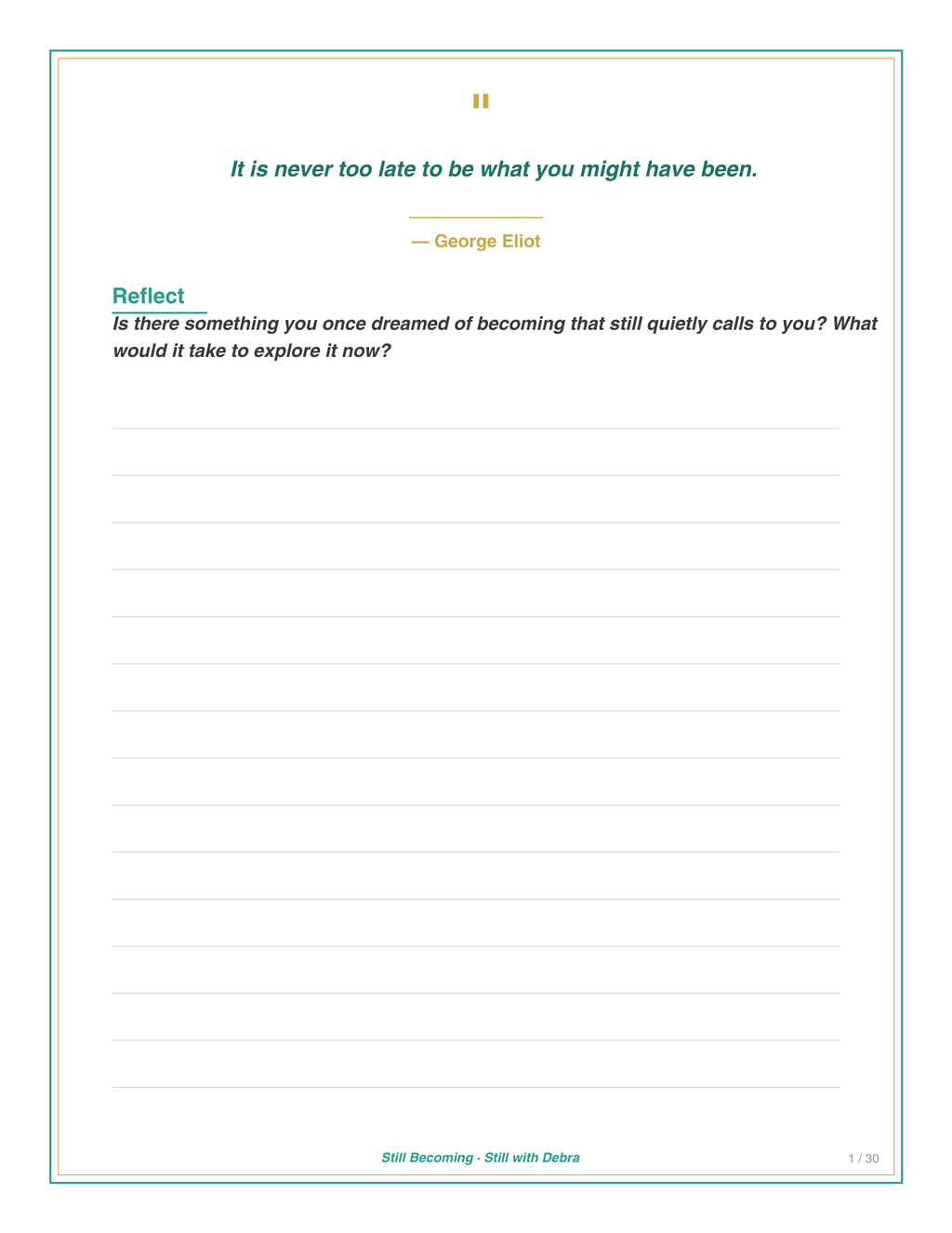 Still Becoming Reflection Journal – Guided Prompts for Seniors (Digital PDF Download)